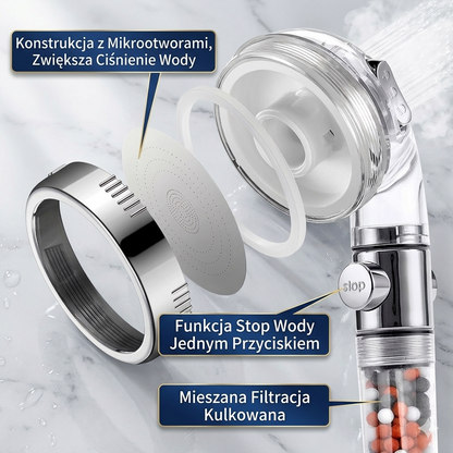 AuraWater - Głowica prysznicowa z filtracją kulkami mineralnymi