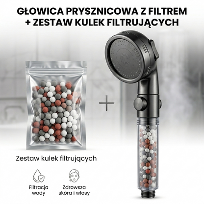 AuraWater - Głowica prysznicowa z filtracją kulkami mineralnymi