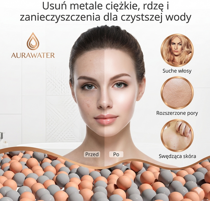 AuraWater - Głowica prysznicowa z filtracją kulkami mineralnymi