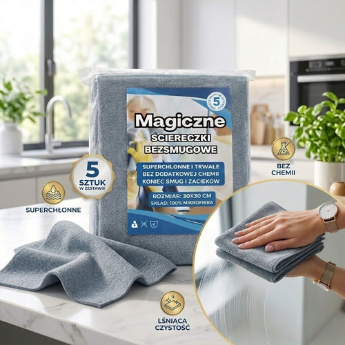 Magiczne Ściereczki Bezsmugowe Premium – 5szt.