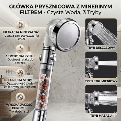 AuraWater - Głowica prysznicowa z filtracją kulkami mineralnymi